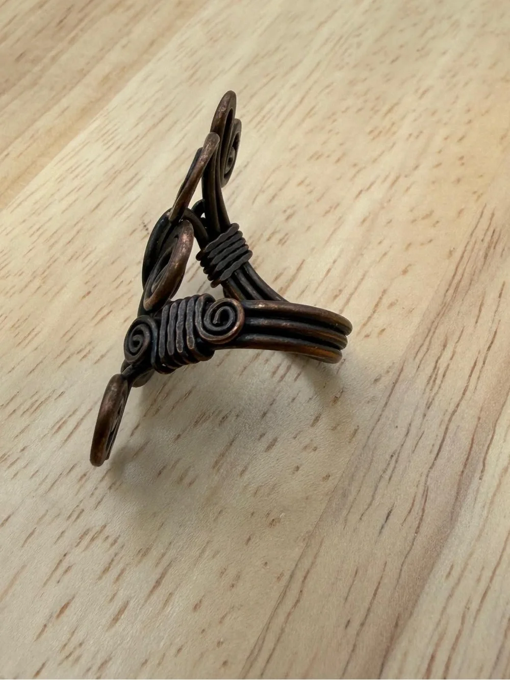 Handcrafted Swirl Statement Ring in Antique Copper Tone